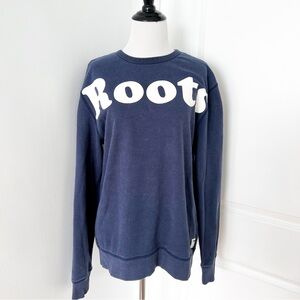 Roots Canada Navy Blue Graphic Sweatshirt - Medium